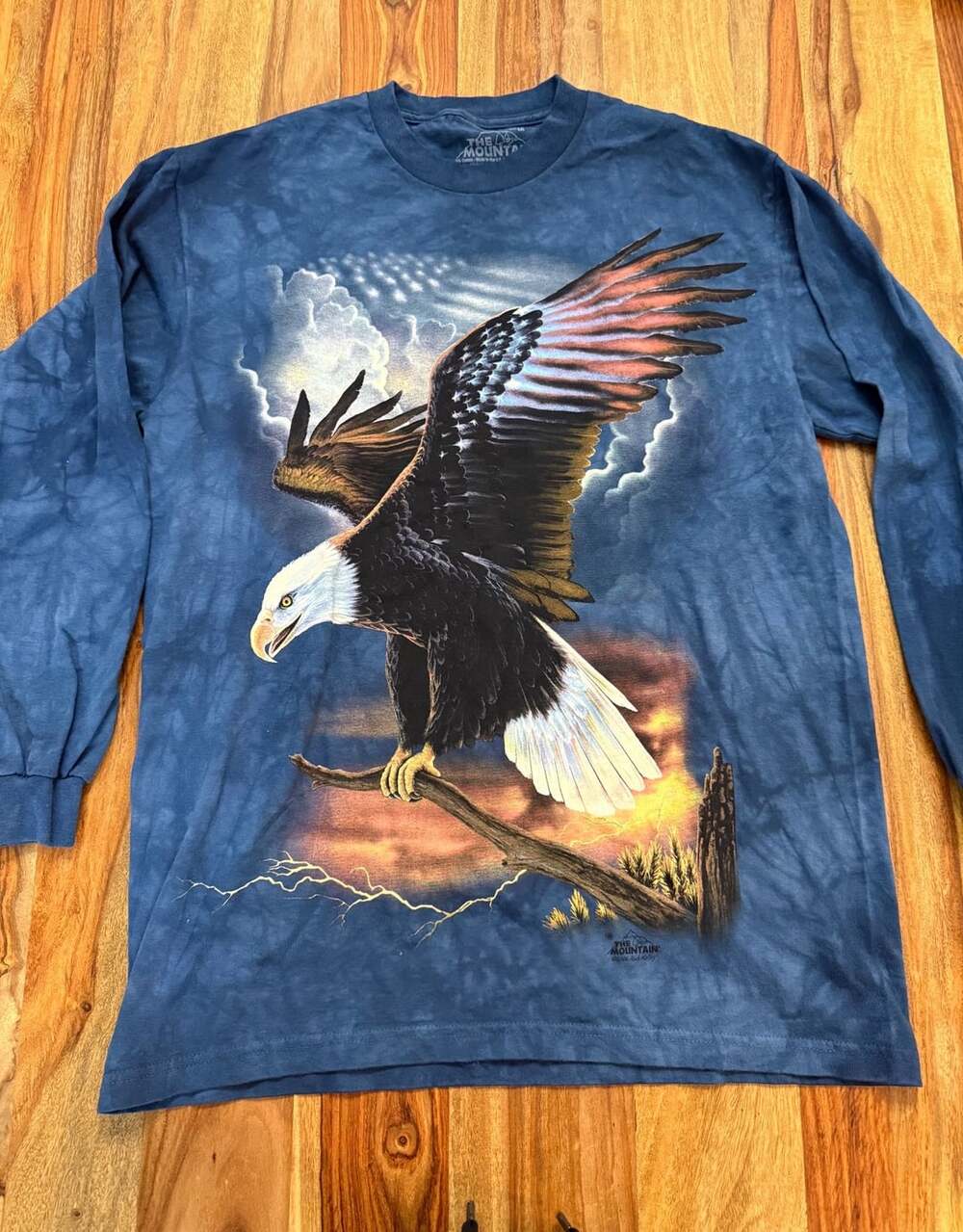 Vintage 2006 The Mountain Bald Eagle Long Sleeve Shirt Size M Blue